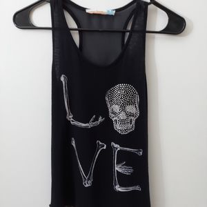 Vintage Havana tank top. Sheer back.  Says "LOVE" and the "O" is a skull.